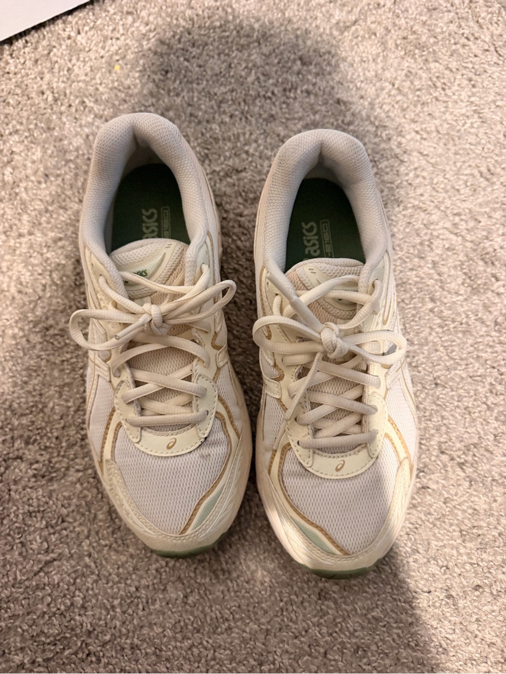 ASICS Women's Cream and Light Green Athletic Sneakers
